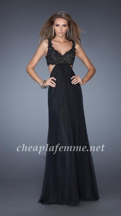 Two Shoulder Full Length Lace Bodice Long Prom Dress Black Online [La Femme 20022] – $182. ...