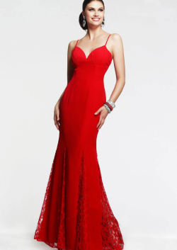 US$140.99 2015 Spaghetti Straps Ruched Appliques Chiffon Floor Length Red
