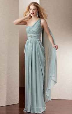 US$150.99 2015 One Shoulder Floor Length Sleeveless Chiffon Ruched