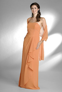 US$167.99 2015 Orange Floor Length Shawl Strapless Ruched Sleeveless