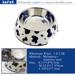 dog bowl&feeders pet feeder dog bowls with logo Melamine+stainless steel