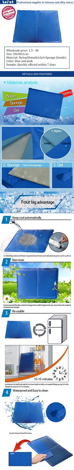 manufacturer wholesale re-usable gel+sponge dog cooling mat cool gel pad