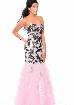 US$178.99 2015 Pink Lace Up Appliques Sweetheart Sequins Floor Length Tulle Mermaid