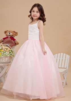 US$105.99 2015 Zipper Tulle Appliques Pink Floor Length Spaghetti Straps Sleeveless Ball Gown