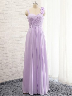Elegant A-line Sweetheart Chiffon with Flower(s) Lavender Bridesmaid Dresses in UK