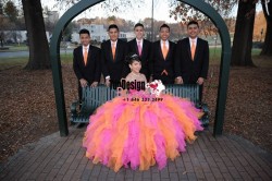 2017 New Beaded Sweet 15 Dress Pink and Orange Vestidos De Fiesta Satin Organza Quinceanera Ball ...