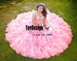 2017 New Fully Beaded Sweet 15 Dress Pink Vestidos De Fiesta Satin Organza Quinceanera Ball Gown