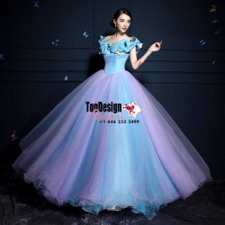 2017 New Sweet 15 Ball Gown Lilac and Blue Satin Tulle Prom Dress Gown Vestidos De 15 Anos