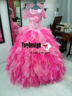 2017 New Sweet 15 Dress Two-Tones Pink Vestidos De Fiesta Satin Organza Quinceanera Ball Gown