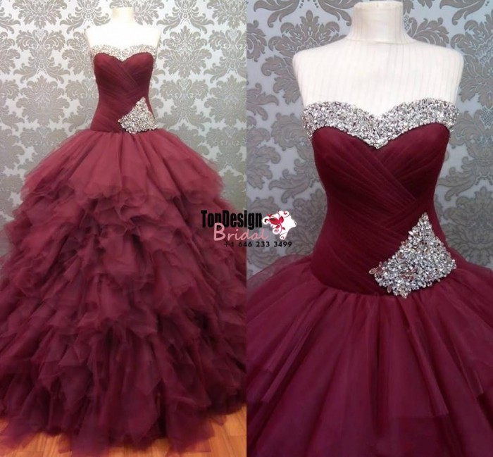 Wholesale 2017 Sweet 15 Dress Burgundy Ball Gown Celebrity Pageant Quinceanera Dress Prom Formal ...