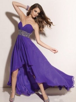 Chic A-line Sweetheart Chiffon Asymmetrical Dress with Ruffles