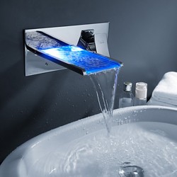 Color Changing LED Waterfall Bathroom Faucet – Wall Mount – Faucetsmall.com