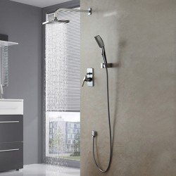 Contemporary Single Handle Shower Faucet with Wall Mount Set At FaucetsDeal.com