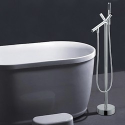 Revolvable Floor Standing Tub Faucet with Hand Shower – Chrome Finish – FaucetSuperD ...