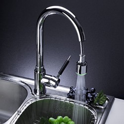 Single Handle Solid Brass Pull-Out Kitchen Faucet with Color Changing LED Light – Faucetsm ...