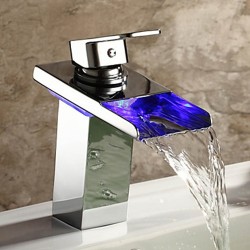 Single Handle Waterfall Bathroom Sink Faucet with LED Light – Faucetsmall.com