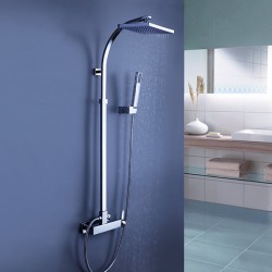 Tub Shower Faucet with 8 inch Shower Head + Hand Shower At FaucetsDeal.com