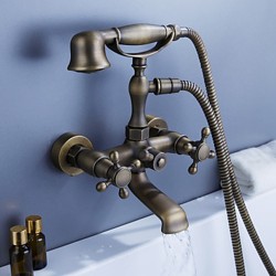 Antique Inspired Tub Faucet with Hand Shower (Antique Brass Finish) – FaucetSuperDeal.com
