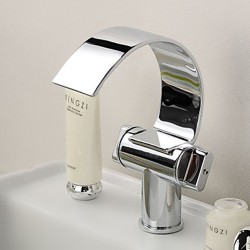 Brass Chrome Finish Waterfall Curve Spout Bathroom Sink Faucet – FaucetSuperDeal.com
