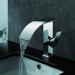 Contemporary Waterfall Bathroom Sink Faucet(Chrome Finish) – FaucetSuperDeal.com