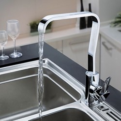 Modern Solid Brass Kitchen Faucet (Chrome Finish)– FaucetSuperDeal.com