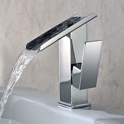 Single Handle Contemporary Solid Brass Waterfall Bathroom Sink Faucet – FaucetSuperDeal.com