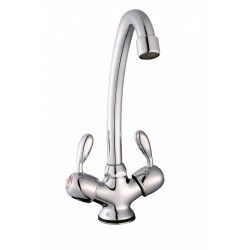 Chrome Swivel Two Handles Single Hole Mount Kitchen Faucet – FaucetSuperDeal.com