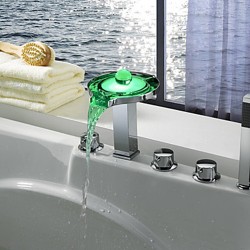 Color Changing LED Tub Faucet with Hand Shower (Chrome Finish)– FaucetSuperDeal.com