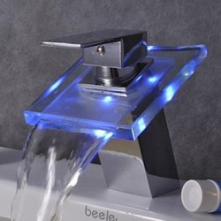 Color Changing LED Waterfall Bathroom Faucet – Chrome Finish – Faucetsmall.com