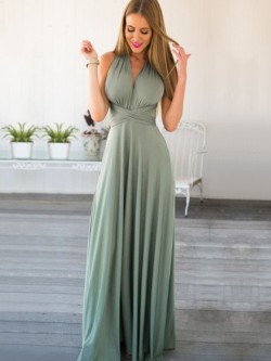 Shop Casual A-line V-neck Chiffon Ruffles Floor-length Backless Ball Dresses in New Zealand