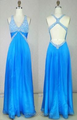 Shop Chiffon V-neck Floor-length A-line with Beading Ball Dresses in New Zealand