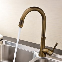 Antique Brass Finish Single Handle Kitchen Faucet – Faucetsmall.com