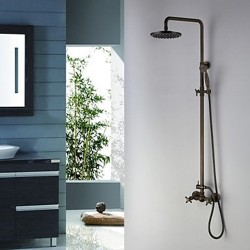 Antique Brass Finish Tub Shower Faucet with 8 Inch Shower Head and Hand Shower – Faucetsma ...