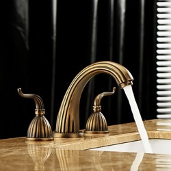 Antique Brass Finish Widespread Bathroom Sink Faucet – Faucetsmall.com