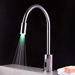 Contemporary Brass LED Sensor Bathroom Sink Faucet (Chrome Finish)– FaucetSuperDeal.com