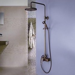 Antique Brass Tub Shower Faucet with 8 inch Shower Head and Hand Shower – FaucetSuperDeal.com