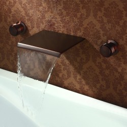 Black bronze ORB wall waterfall bathroom sink faucet At FaucetsDeal.com
