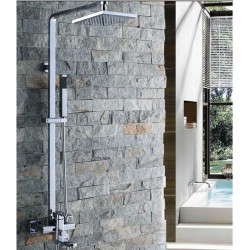 8 Inch Chrome Rainshower Shower Suit with Handshower and Shower Heads – FaucetSuperDeal.com