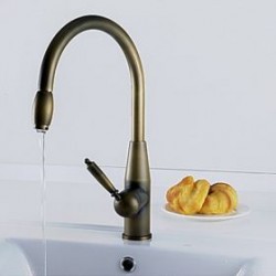 Antique inspired Pull Down Kitchen Faucet (Antique Brass Finish) – FaucetSuperDeal.com