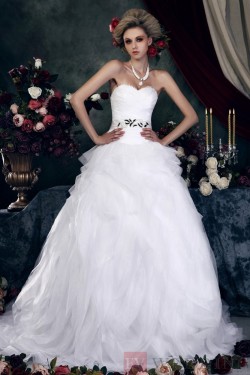 Ball Gown Organza Floor-Length Court Wedding Dress With Sleeveless – EvWeddingau Australia