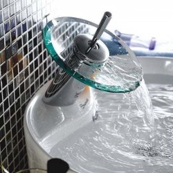 Chrome Finish Single Handle Mount Glass Waterfall Bath Sink Faucet – FaucetSuperDeal.com