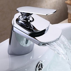 Contemporary Chrome Finish Waterfall Bathroom Sink Faucet – Faucetsmall.com