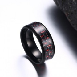 Red Decoration Black Titanium Steel Men’s Ring Promise Rings