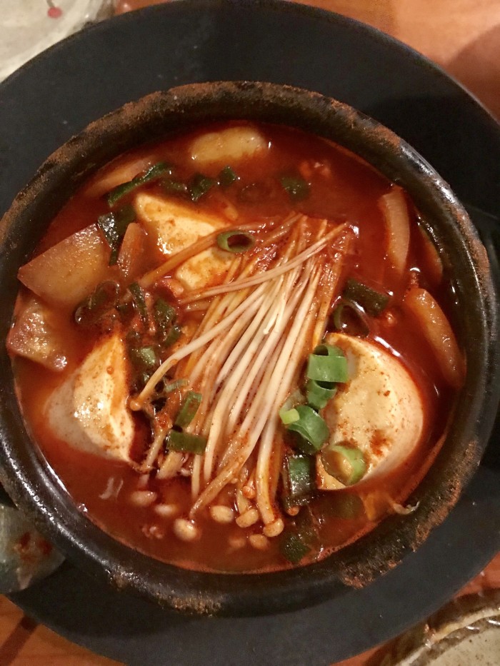Spicy seafood tofu soup