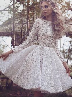 Unique Long Sleeves Full Lace Evening Gowns Short Homecoming Dress 2018 BA3645_Homecoming/Short  ...