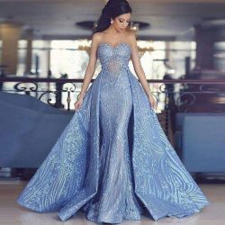 Luxury Blaues Abendkleid A Linie Spitze Abendkleider Günstig Online