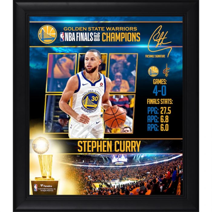 Golden State Warriors Stephen Curry Fanatics Authentic Framed 15″ x 17″ 2018 NBA Fin ...