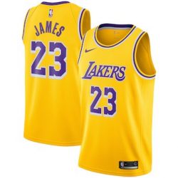 Men’s Los Angeles Lakers LeBron James Fanatics Branded Gold 2018/19 Fast Break Replica Jer ...