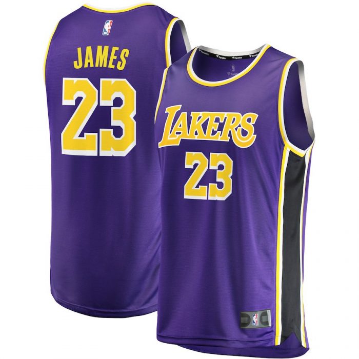 Men’s Los Angeles Lakers LeBron James Fanatics Branded Purple 2018/19 Fast Break Replica J ...