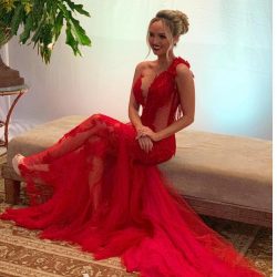 Sexy Abendkleid Lang Rot | Spitze Abendkleider Günstig Online